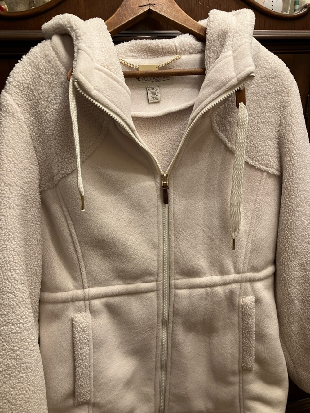 Koolaburra Cream Teddy Sherpa Zip-Up Hoodie